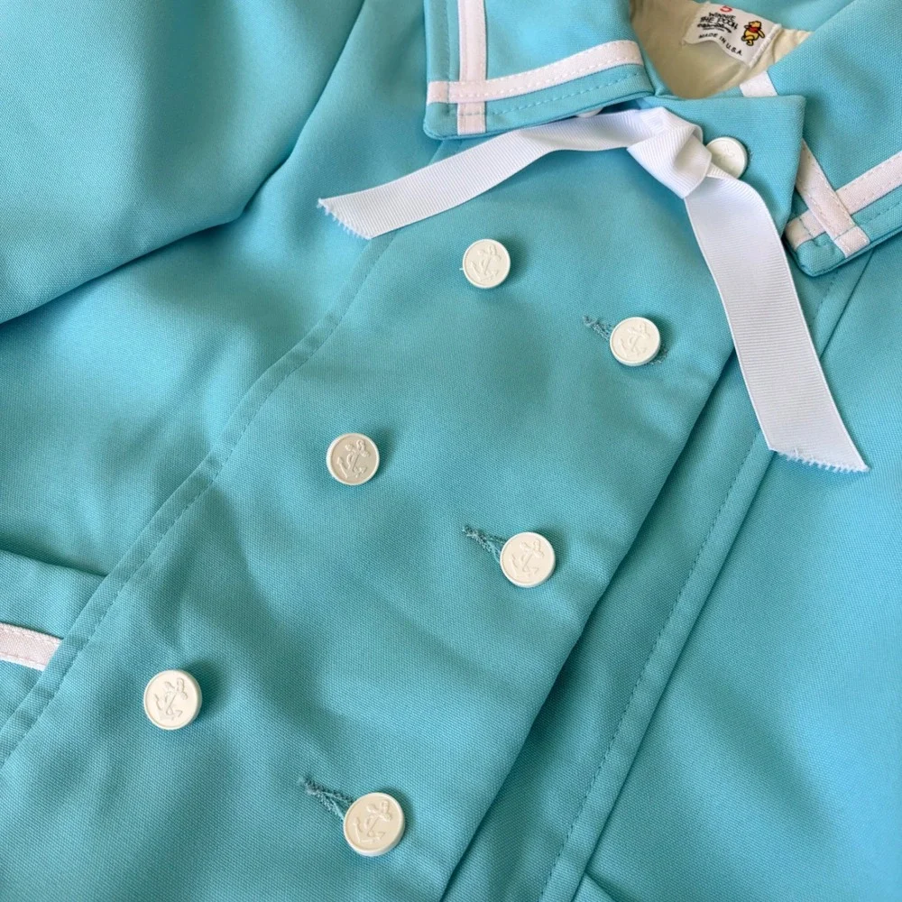Vintage Rare Winnie the Pooh Disney Sailor Pea Coat Blue Nautical Jacket Sz 5 US